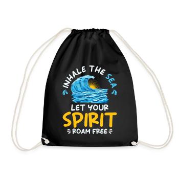 Ocean Sea Beach Holiday Souvenir Sea Breeze - Drawstring Bag - black - Front