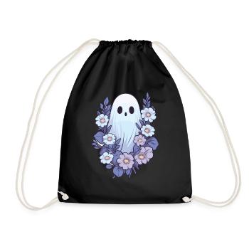 Halloween groovy Geist Hippie Blumen Vintage - Turnbeutel - Schwarz - Vorne
