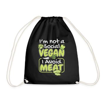 I'm Not A Social Vegan Vegan Vegans Plant-Based - Drawstring Bag - black - Front
