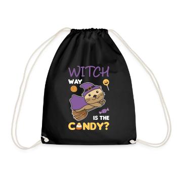 Otter Hexen Witch way is the candy Happy Halloween - Drawstring Bag - black - Front