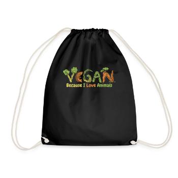 Weil ich Tiere liebe pflanzliche vegane Veganer - Turnbeutel - Schwarz - Vorne