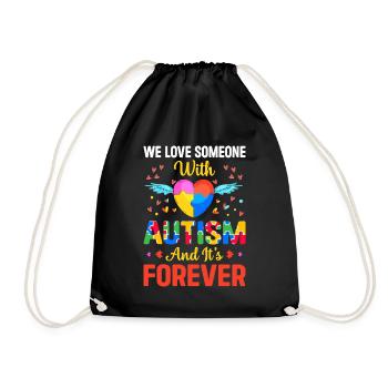 Autism Awareness Puzzle Piece Ribbon Funny Autism - Drawstring Bag - black - Front