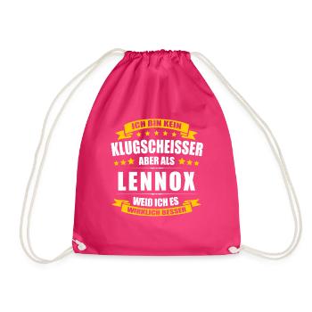 Name Lennox Vorname Klugscheisser Namenstag - Turnbeutel - Fuchsia - Vorne