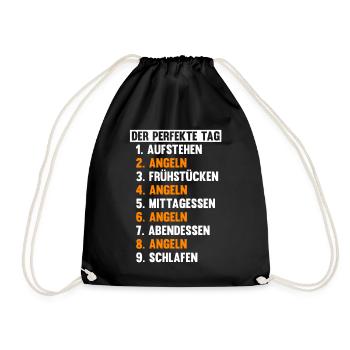 Angel Fischen Angeln Angler - Turnbeutel - Schwarz - Vorne