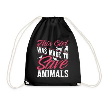 Tierärztin Geschenk - Turnbeutel - Schwarz - Vorne