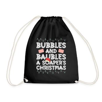 Soap making Christmas soap boiler saying - Drawstring Bag - black - Front