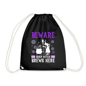 Soap making Halloween soap boiler saying - Drawstring Bag - black - Front