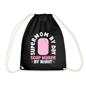 Fabrication de savon maman savonneuse disant maman - Sac de sport léger - noir - Devant