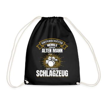 Unterschätze niemals einen Mann mit ein Schlagzeug - Turnbeutel - Schwarz - Vorne