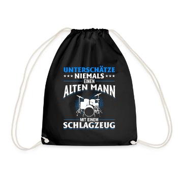 Unterschätze niemals einen Mann mit ein Schlagzeug - Turnbeutel - Schwarz - Vorne