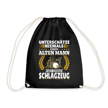 Unterschätze niemals einen Mann mit ein Schlagzeug - Turnbeutel - Schwarz - Vorne