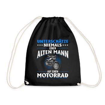 Unterschätze niemals einen Mann auf einem Motorrad - Turnbeutel - Schwarz - Vorne