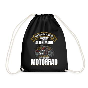 Unterschätze niemals einen Mann auf einem Motorrad - Turnbeutel - Schwarz - Vorne