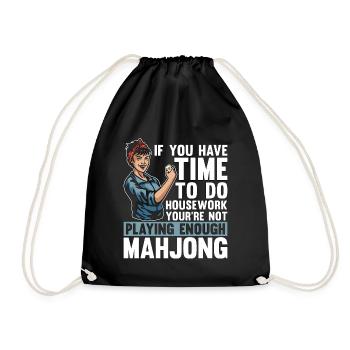 Mahjong If You Have Time To Do Housework Mahjongg - Drawstring Bag - black - Front