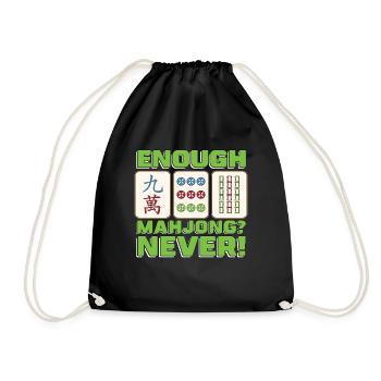 Mahjong Enough Mahjong Never Board Game Tiles - Turnbeutel - Schwarz - Vorne