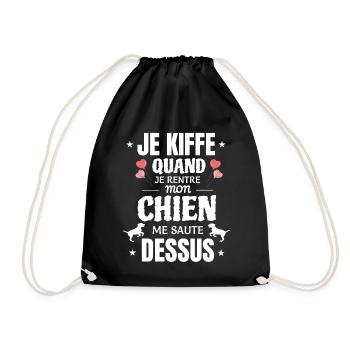 Je kiffe quand je rentre mon chien me saute dessus - Sac de sport léger - noir - Devant