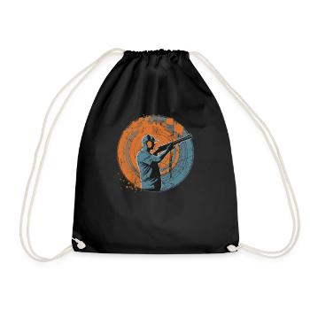 Clay pigeon shooting clay pigeons vintage - Drawstring Bag - black - Front