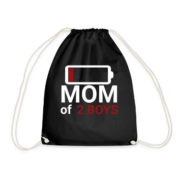 Mom of 2 Boys - Mother of 2 Boys - Drawstring Bag - black - Front