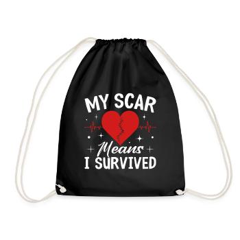 My Scar Means I Survived Heart Surgery CHD Heart - Drawstring Bag - black - Front