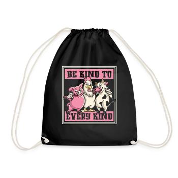 Be Kind To Every Kind Vegan Vegans Plant-Based - Drawstring Bag - black - Front