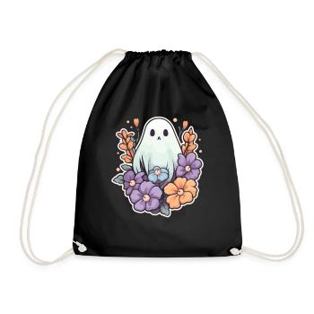 Halloween Groovy Ghost Hippie Fleurs Vintage - Sac de sport léger - noir - Devant