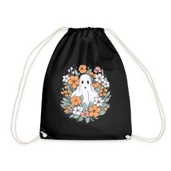 Halloween groovy Geist Hippie Blumen Vintage - Turnbeutel - Schwarz - Vorne