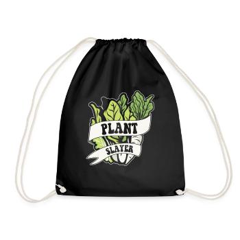 Plant Slayer Vegan Veganer Pflanzlicher Veganismus - Turnbeutel - Schwarz - Vorne
