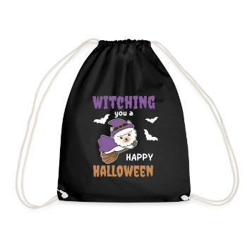 Alpaka Hexe Witching you a Happy Halloween - Turnbeutel - Schwarz - Vorne