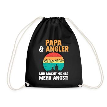 Angel Vater Papa Fischen Angeln Angler - Turnbeutel - Schwarz - Vorne