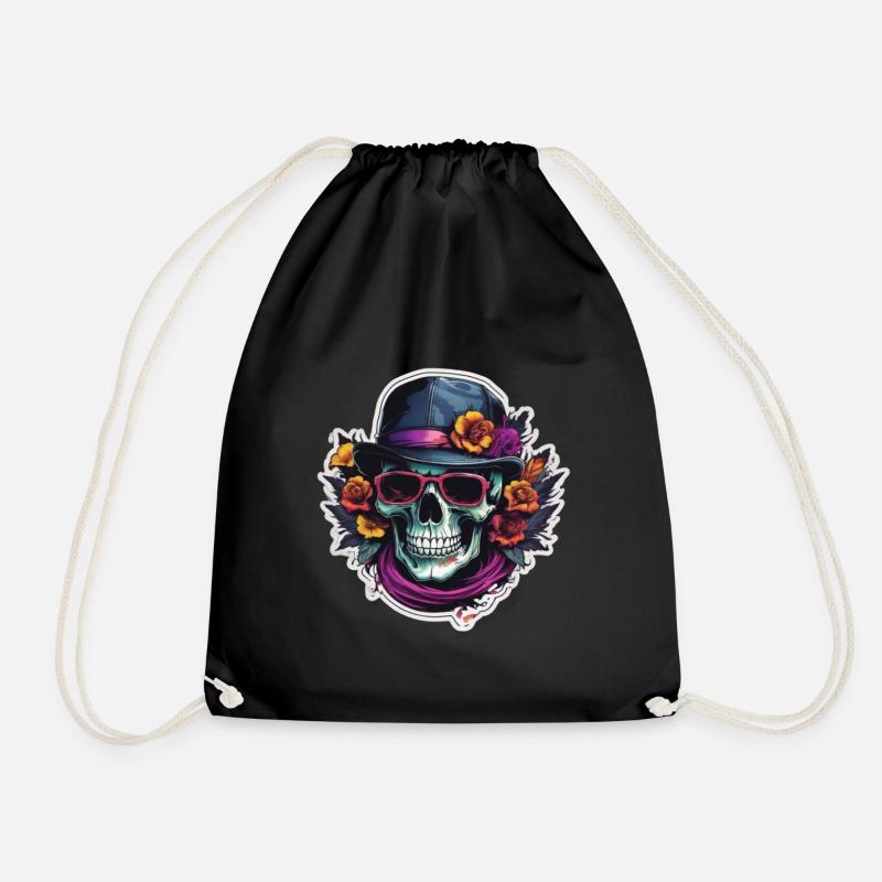 Skull Sunglasses Skulls Skull Skulls Skulls - Drawstring Bag - black