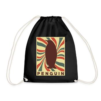 Pinguin Retro Vintage - Turnbeutel - Schwarz - Vorne