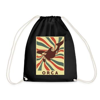 Orca Retro Vintage - Drawstring Bag - black - Front