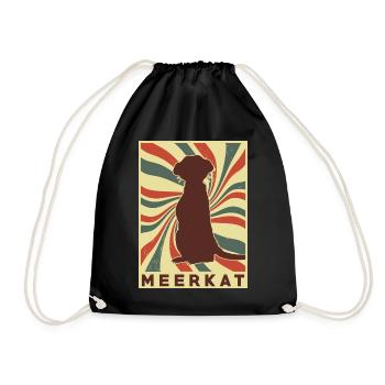 Meerkat Retro Vintage - Drawstring Bag - black - Front