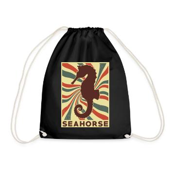 Seahorse Retro Vintage - Drawstring Bag - black - Front