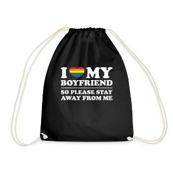I Love My Boyfriend So Please Stay Away From Me - Turnbeutel - Schwarz - Vorne