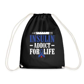Insulin Addict for Life - Diabetic Type 1 - Drawstring Bag - black - Front