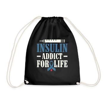 Insulin Addict for Life - Diabetic Type 1 - Drawstring Bag - black - Front
