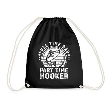 Full Time Dad Part Time Funny Bass Dad - Drawstring Bag - black - Front
