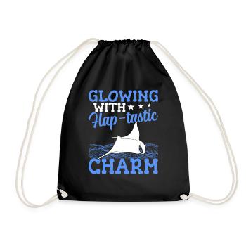 Mantarochen Flap-tastischer Charme Mantarochen - Turnbeutel - Schwarz - Vorne