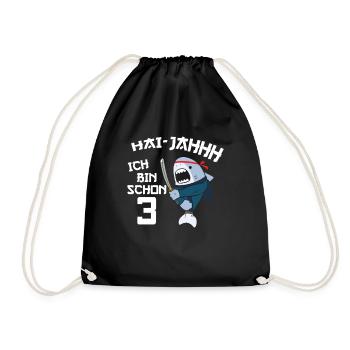 3. Geburtstag Ninja 3 Jahre Ninja Hai Kostüm - Turnbeutel - Schwarz - Vorne