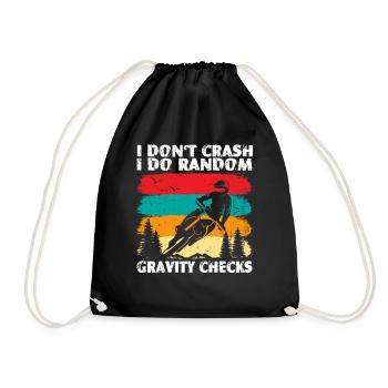 I Dont Crash I Do Random Gravity Checks Motorcross - Drawstring Bag - black - Front