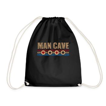 Cribbage Man Cave Loves Board Game Tournament - Drawstring Bag - black - Front