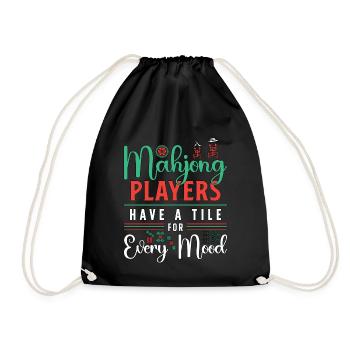 Mahjong Players Have A Tile For Every Board Game - Drawstring Bag - black - Front