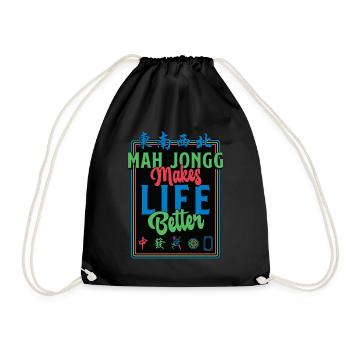 Mah Jongg Makes Life Better Loves Chinese Mahjong - Turnbeutel - Schwarz - Vorne