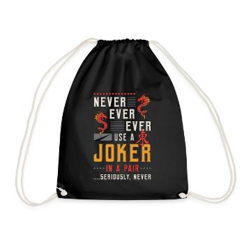 Mahjong Never Ever Ever Use A Joker Mahjong Tiles - Drawstring Bag - black - Front