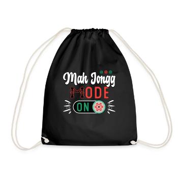 Mah Jongg Mode On Loves Chinese Mahjong Board Game - Drawstring Bag - black - Front