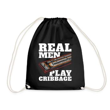 Cribbage Real Men Play Cribbage Loves Board Game - Drawstring Bag - black - Front