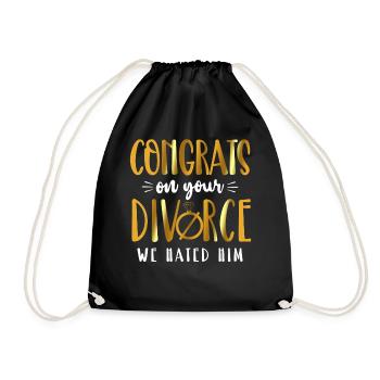 Happy Divorce Party Congrats On - Drawstring Bag - black - Front