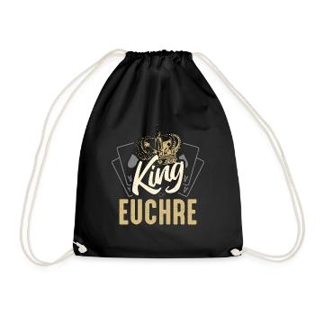 Euchre King Of Euchre Board Game Playing Cards - Drawstring Bag - black - Front