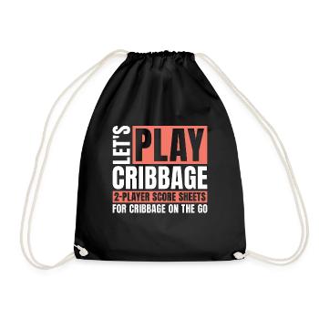 Cribbage Let's Play Cribbage Tournament Card Game - Drawstring Bag - black - Front